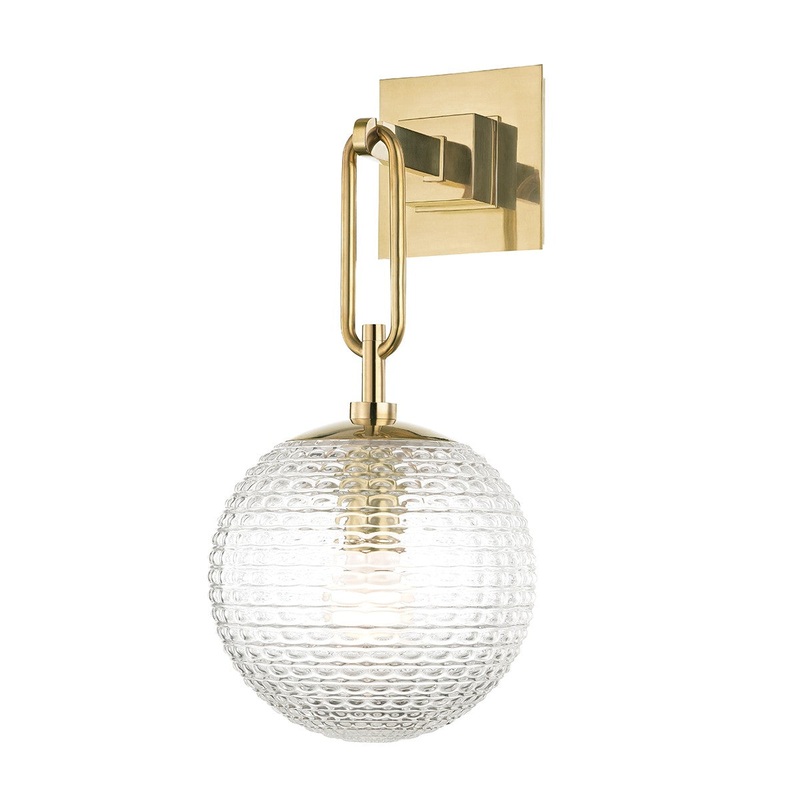 Hudson Valley 7101-AGB Jewett One Light Wall Sconce, Aged Brass