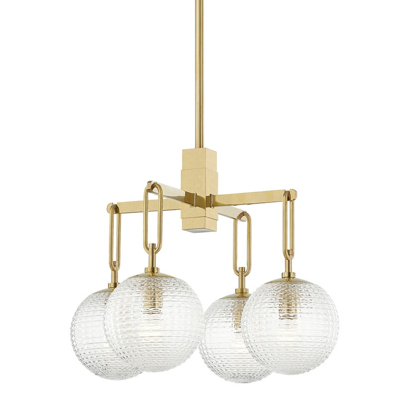 Hudson Valley 7104-AGB Jewett Four Light Chandelier, Aged Brass