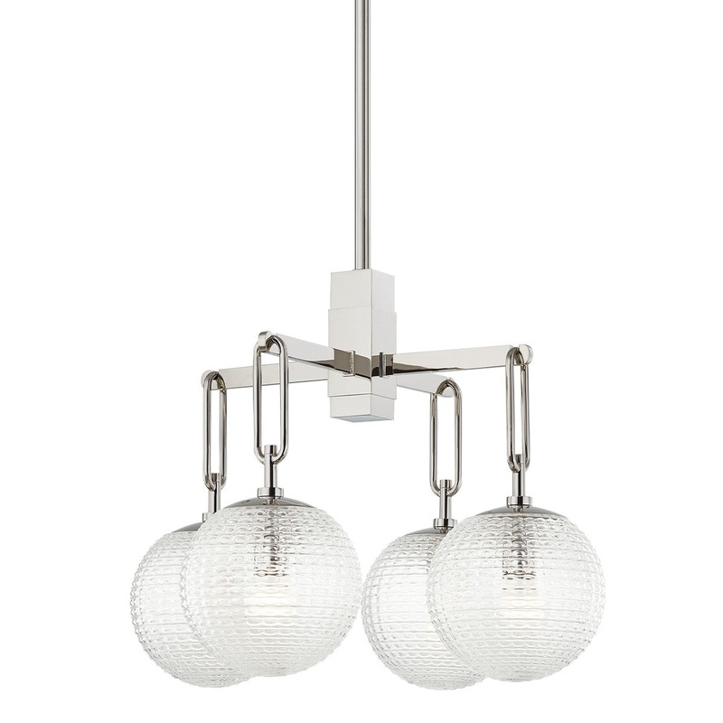 Hudson Valley 7104-PN Jewett Four Light Chandelier, Polished Nickel (Discontinued)