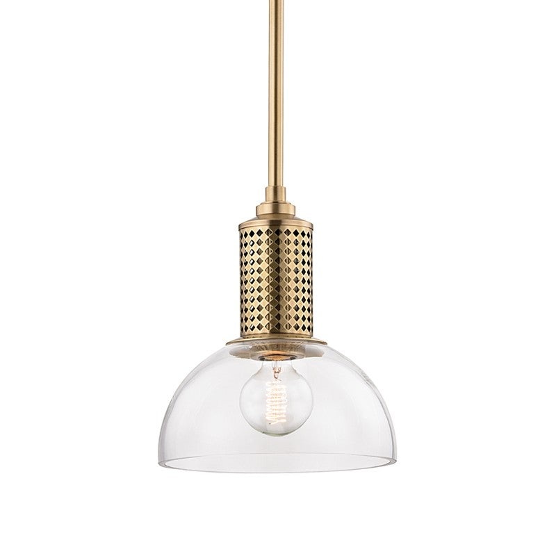 Hudson Valley 7210-AGB Halcyon One Light Pendant, Aged Brass (Discontinued)