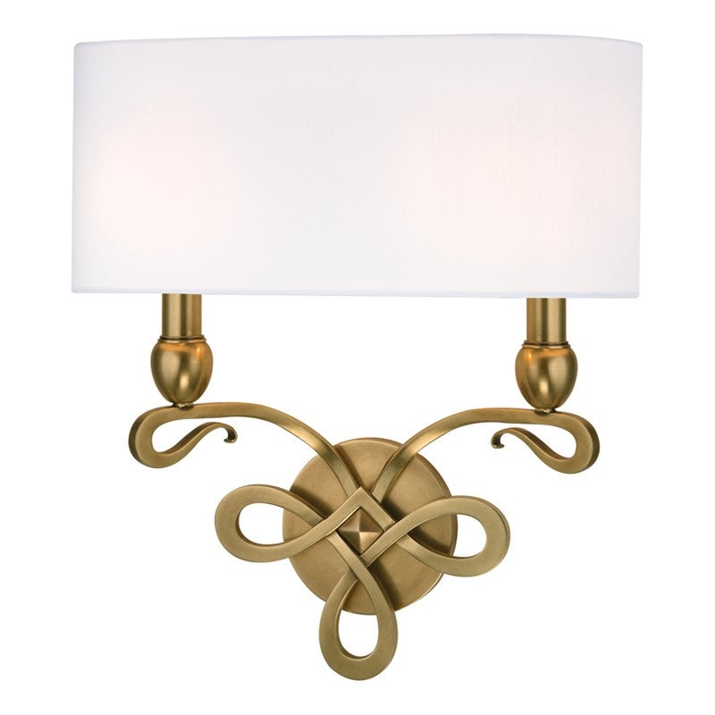 Hudson Valley 7212-AGB Pawling Two Light Wall Sconce, Aged Brass (Discontinued)