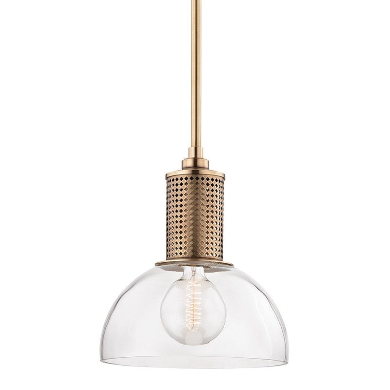 Hudson Valley 7214-AGB Halcyon One Light Pendant, Aged Brass (Discontinued)