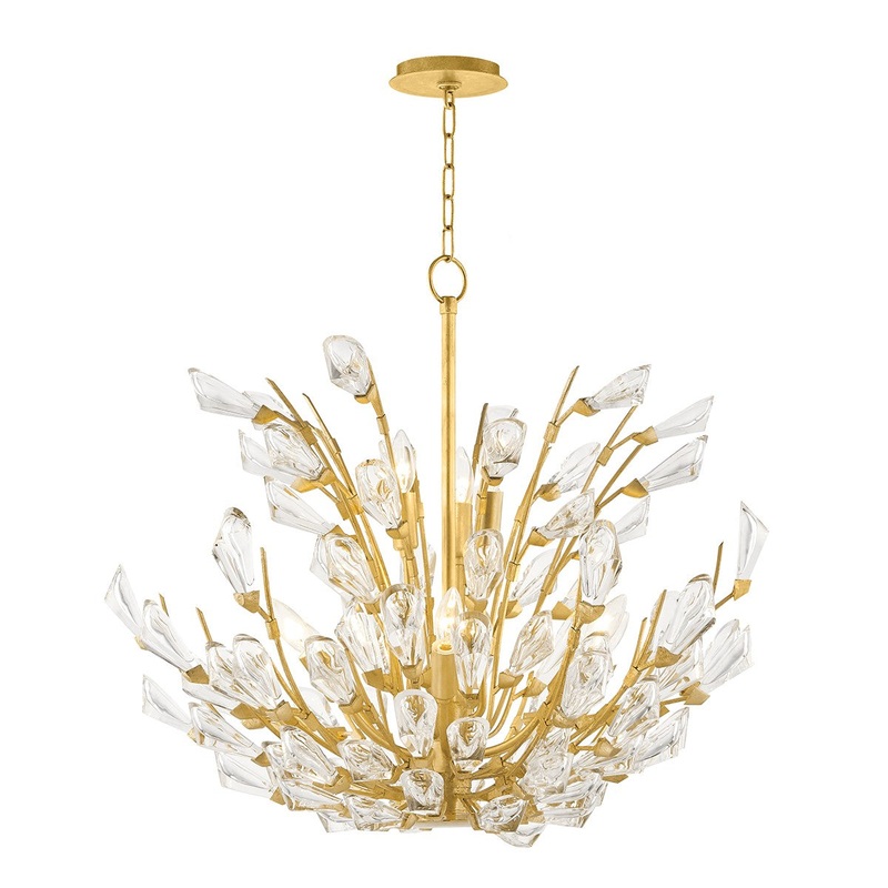 Hudson Valley 7228-GL Tulip Nine Light Chandelier, Gold Leaf