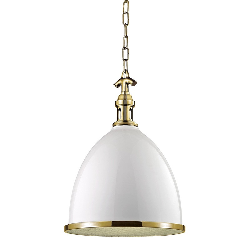 Hudson Valley 7714-WAGB Viceroy One Light Pendant, White/Aged Brass