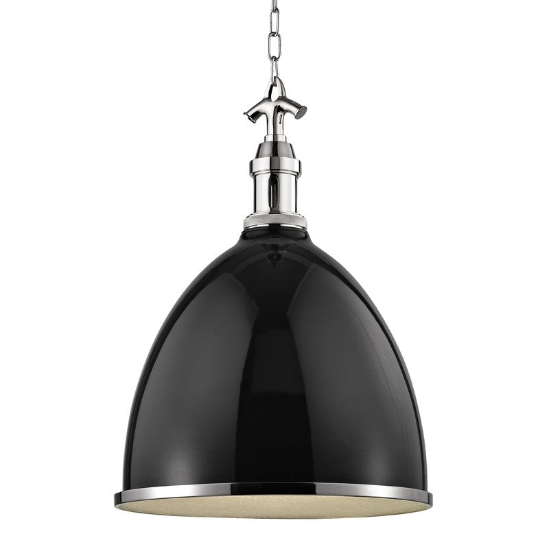 Hudson Valley 7718-BPN Viceroy One Light Pendant, Black/Polished Nickel
