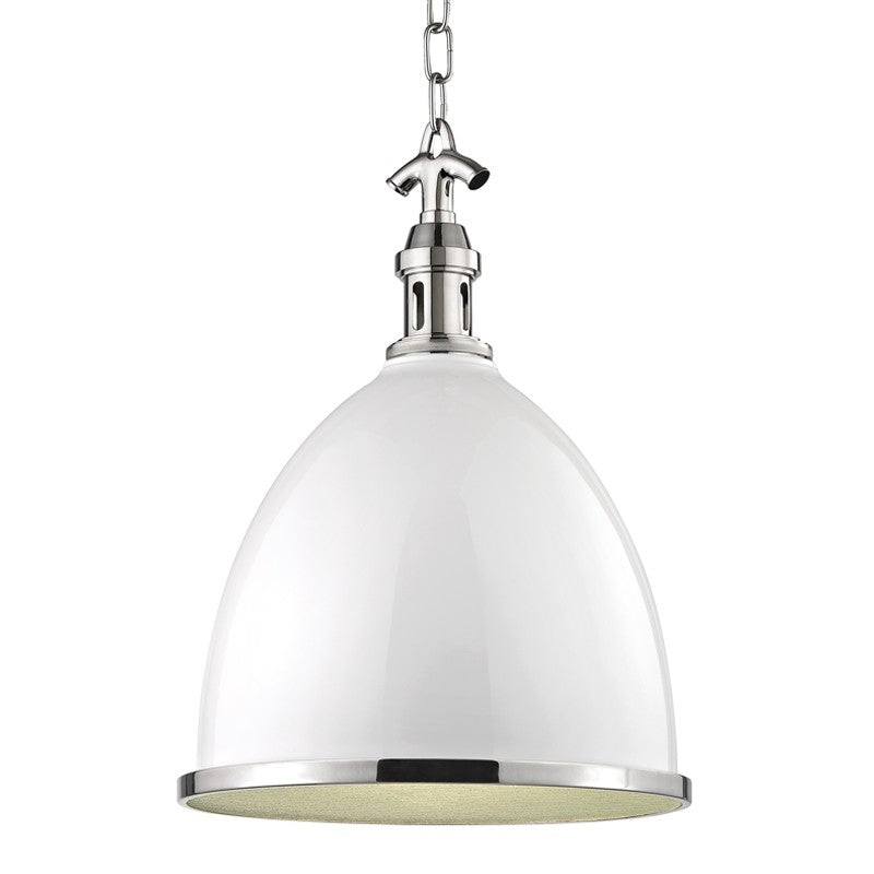 Hudson Valley 7718-WPN Viceroy One Light Pendant, White/Polished Nickel Combo (Discontinued)