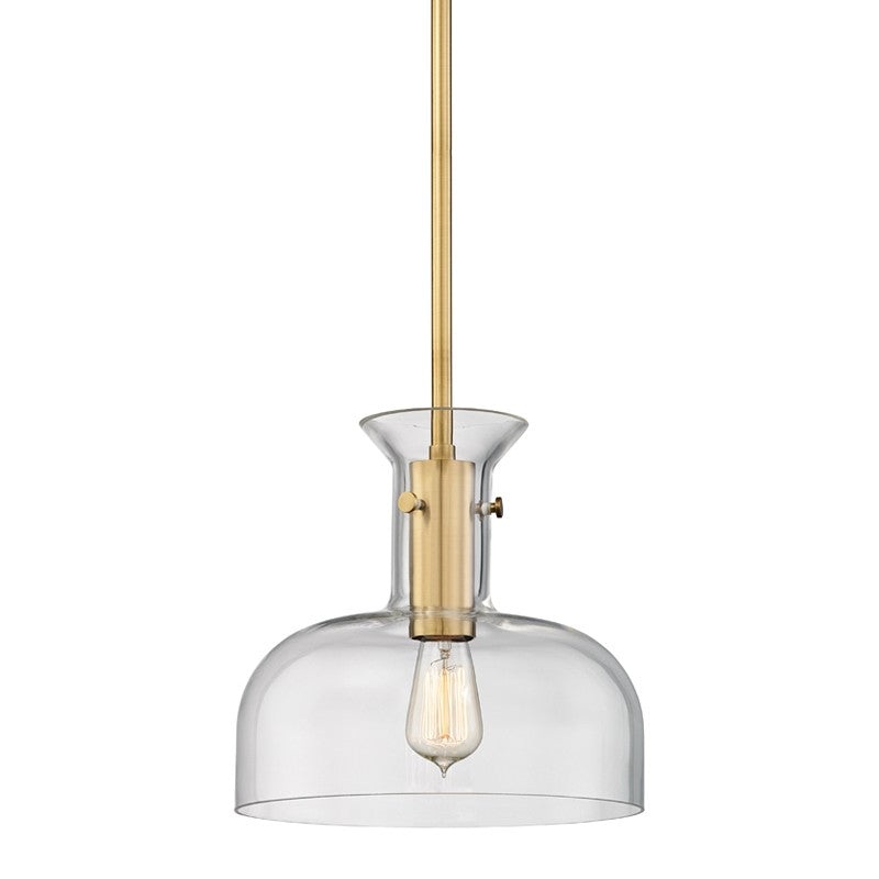 Hudson Valley 7912-AGB Coffey One Light Pendant, Aged Brass