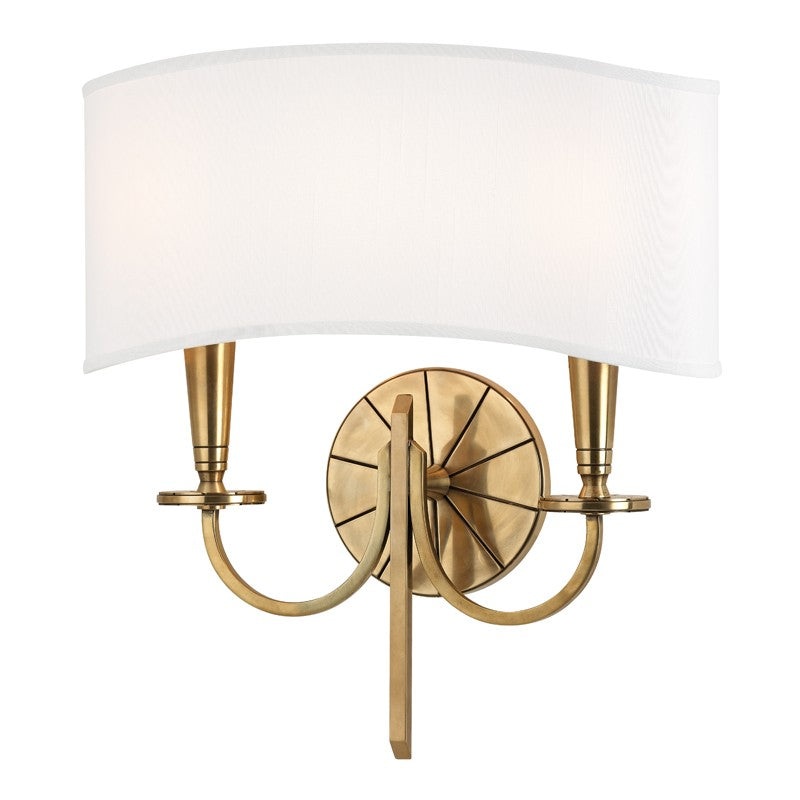 Hudson Valley 8022-AGB Mason Two Light Wall Sconce, Aged Brass (Discontinued)