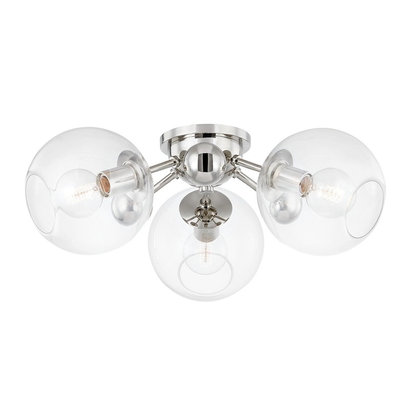 Hudson Valley 8025-PN Abbott Three Light Semi Flush Mount, Polished Nickel