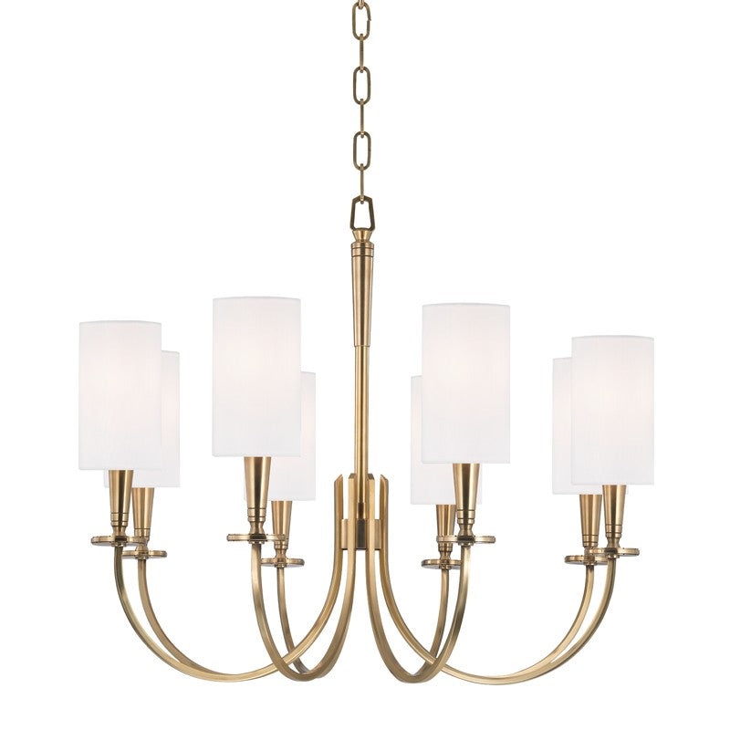 Hudson Valley 8028-AGB Mason Eight Light Chandelier, Aged Brass