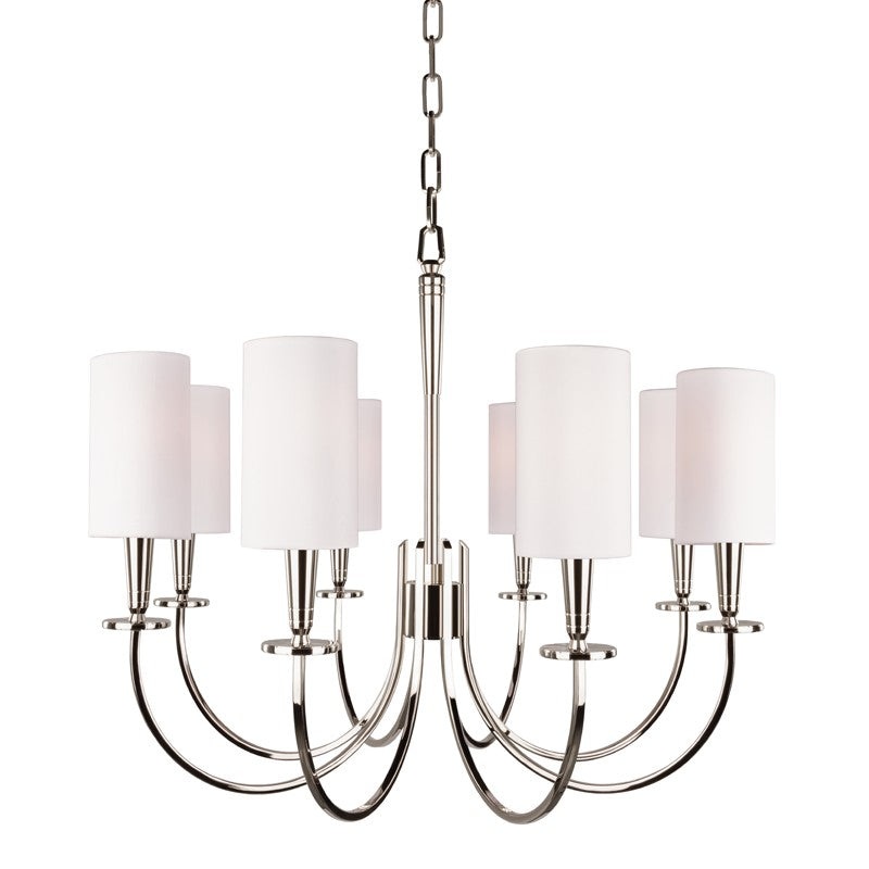 Hudson Valley 8028-PN Mason Eight Light Chandelier, Polished Nickel