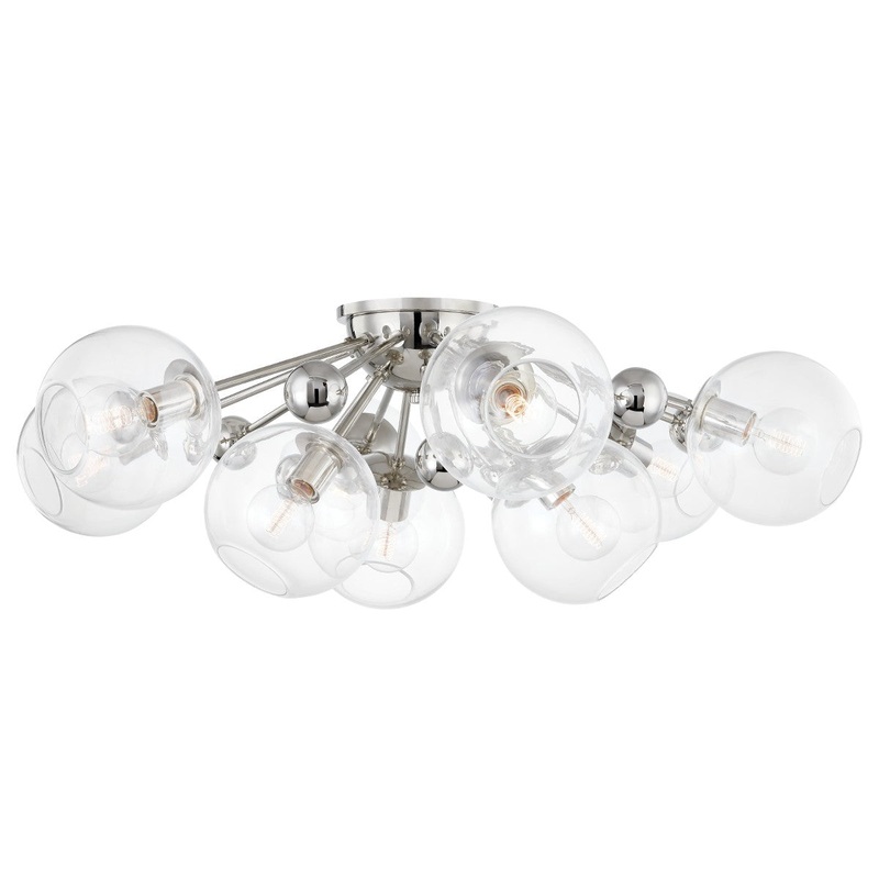 Hudson Valley 8042-PN Abbott Nine Light Semi Flush Mount, Polished Nickel
