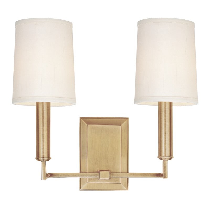 Hudson Valley 812-AGB Clinton Two Light Wall Sconce, Aged Brass