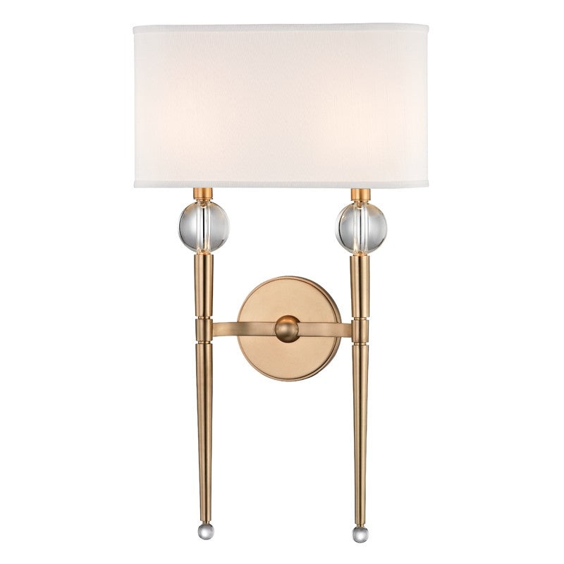 Hudson Valley 8422-AGB Rockland Two Light Wall Sconce, Aged Brass
