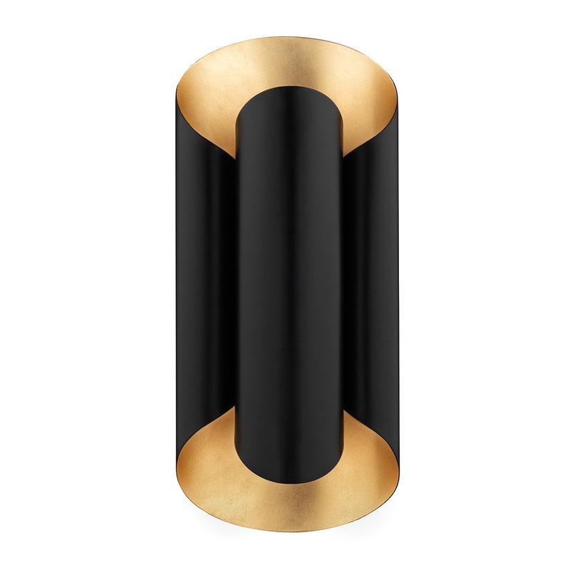 Hudson Valley 8500-GL/BK Banks Two Light Wall Sconce, Gold Leaf/Black