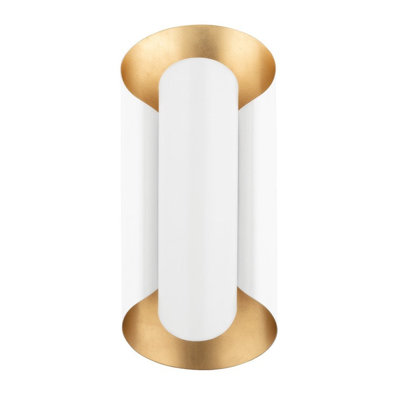 Hudson Valley 8500-GL/WH Banks Two Light Wall Sconce, Gold Leaf/White