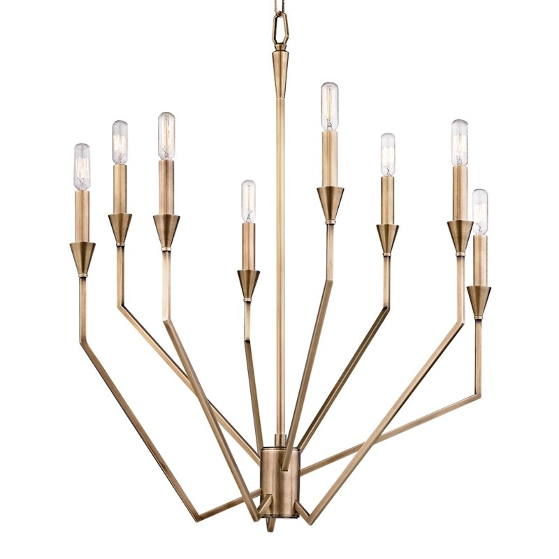 Hudson Valley 8508-AGB Archie Eight Light Chandelier, Aged Brass