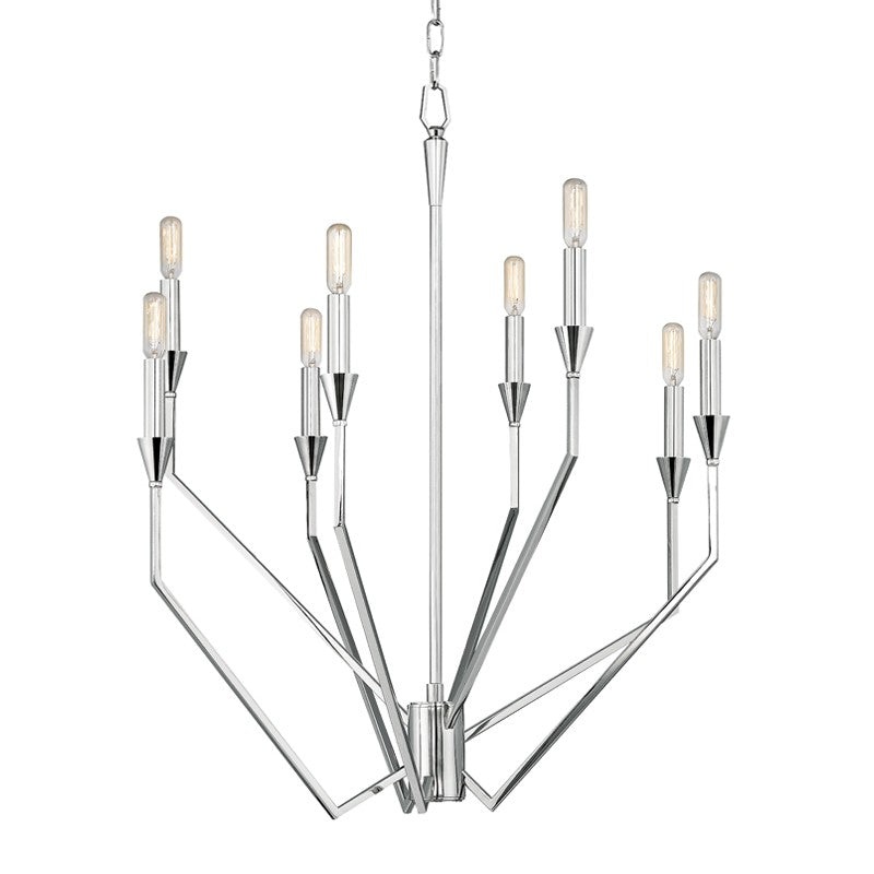 Hudson Valley 8508-PN Archie Eight Light Chandelier, Polished Nickel (Discontinued)