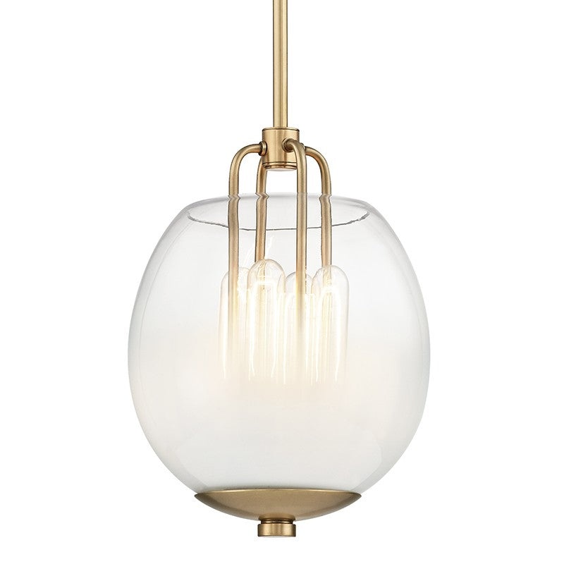 Hudson Valley 5709-AGB Sawyer Four Light Pendant, Aged Brass (Discontinued)