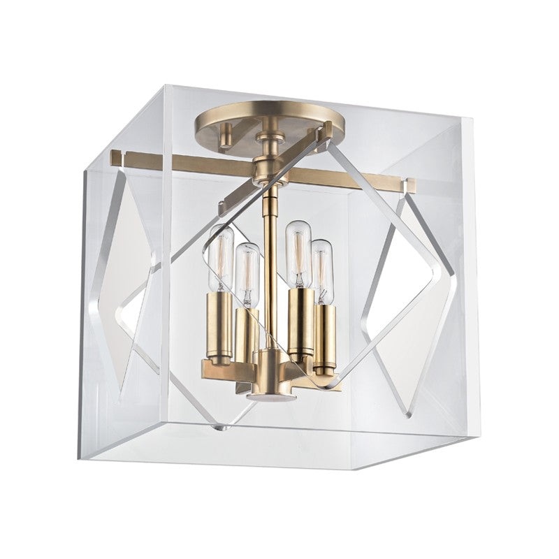Hudson Valley 5912F-AGB Travis Four Light Flush Mount, Aged Brass