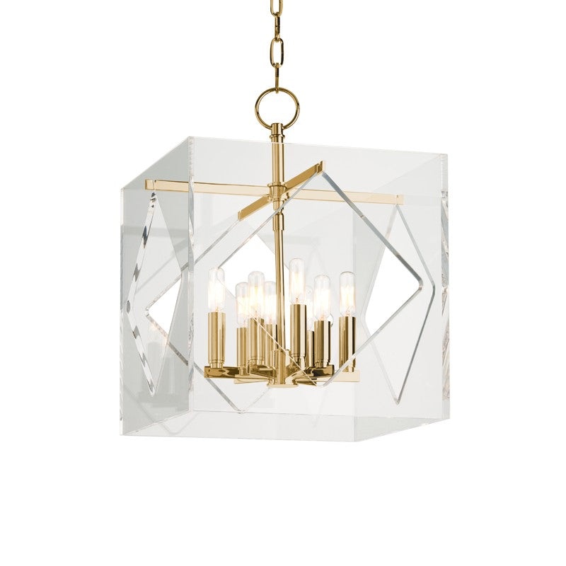 Hudson Valley 5916-AGB Travis Eight Light Pendant, Aged Brass