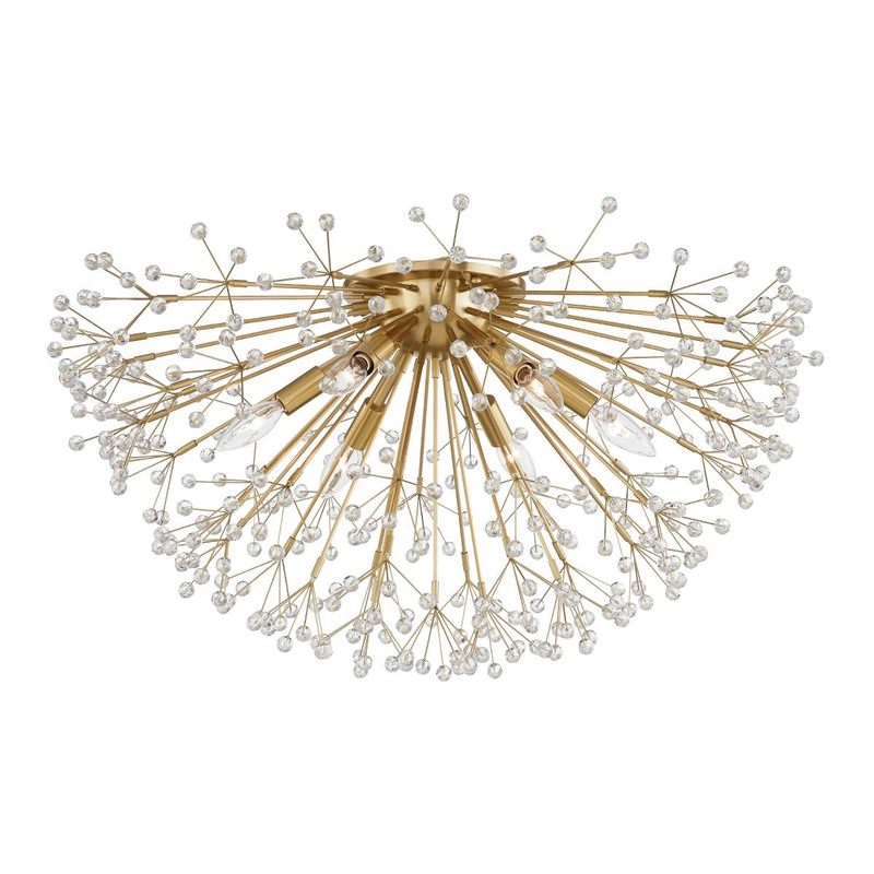Hudson Valley 6028-AGB Dunkirk Six Light Semi Flush Mount, Aged Brass