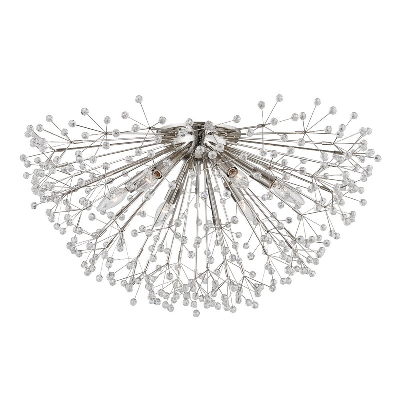 Hudson Valley 6028-PN Dunkirk Six Light Semi Flush Mount, Polished Nickel