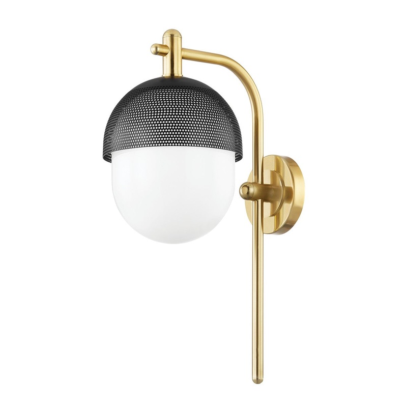 Hudson Valley 6100-AGB/BK Nyack One Light Wall Sconce, Aged Brass/Black