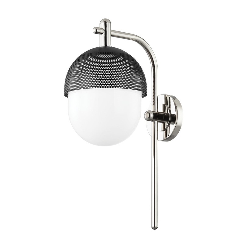 Hudson Valley 6100-PN/BK Nyack One Light Wall Sconce, Polished Nickel/Black (Discontinued)