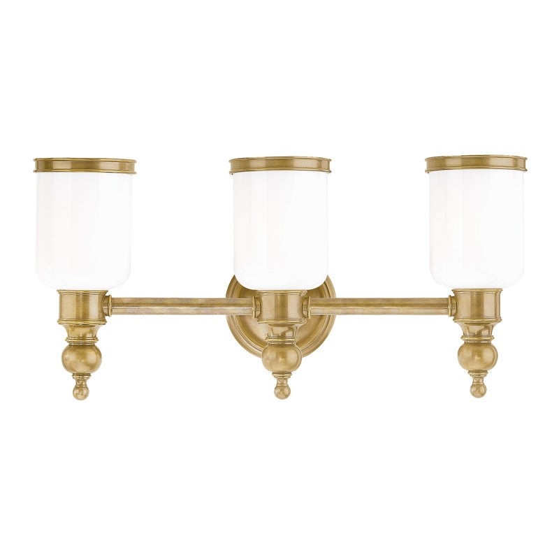Hudson Valley 6303-AGB Chatham Three Light Bath Bracket, Aged Brass (Discontinued)