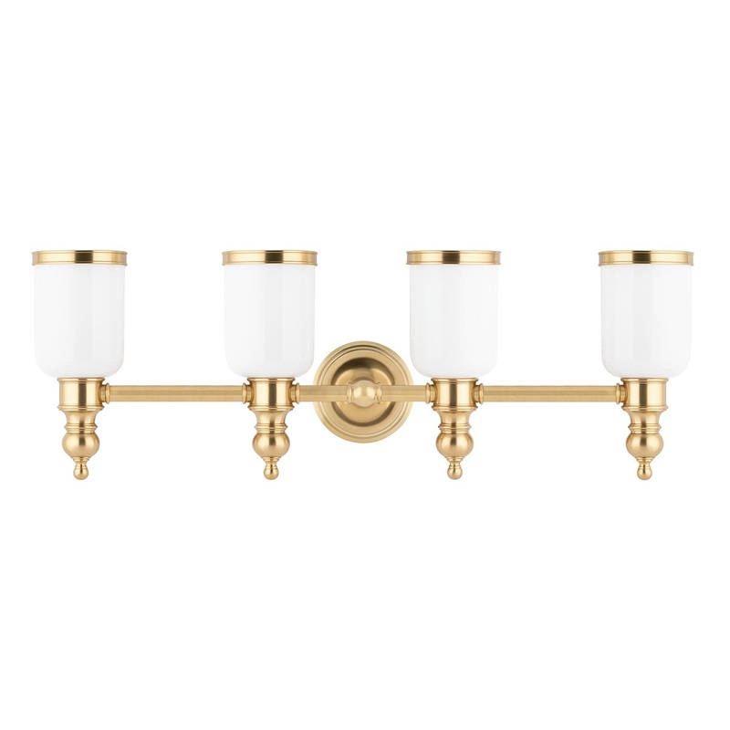 Hudson Valley 6304-AGB Chatham Four Light Bath Bracket, Aged Brass (Discontinued)