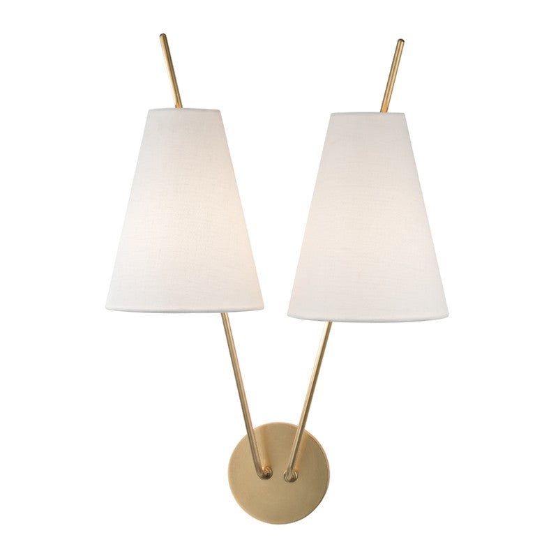 Hudson Valley 6322-AGB Campagna Two Light Wall Sconce, Aged Brass