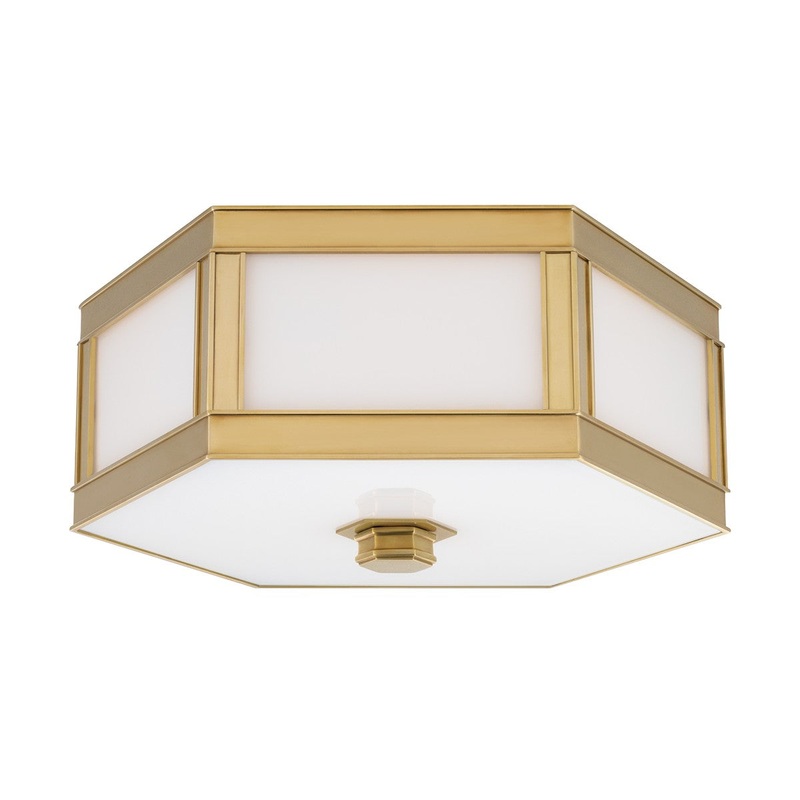 Hudson Valley 6413-AGB Nassau Two Light Flush Mount, Aged Brass (Discontinued)