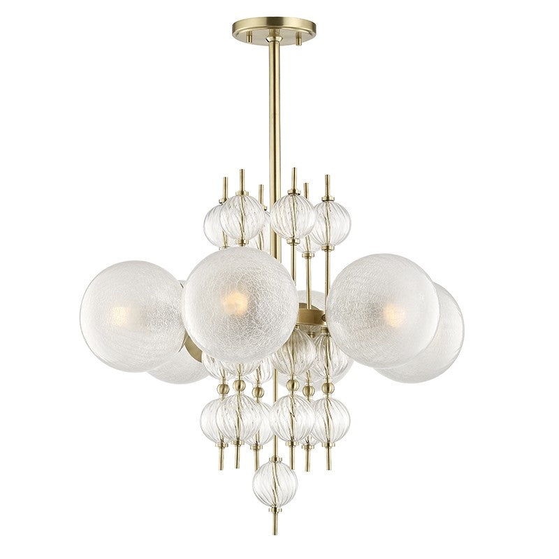 Hudson Valley 6427-AGB Calypso Six Light Chandelier, Aged Brass