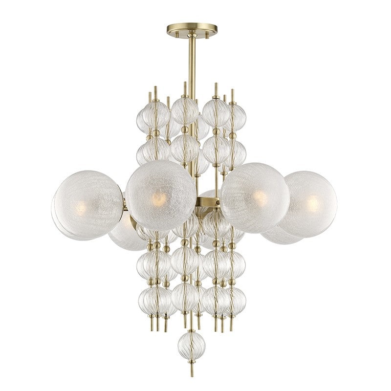 Hudson Valley 6433-AGB Calypso Eight Light Chandelier, Aged Brass