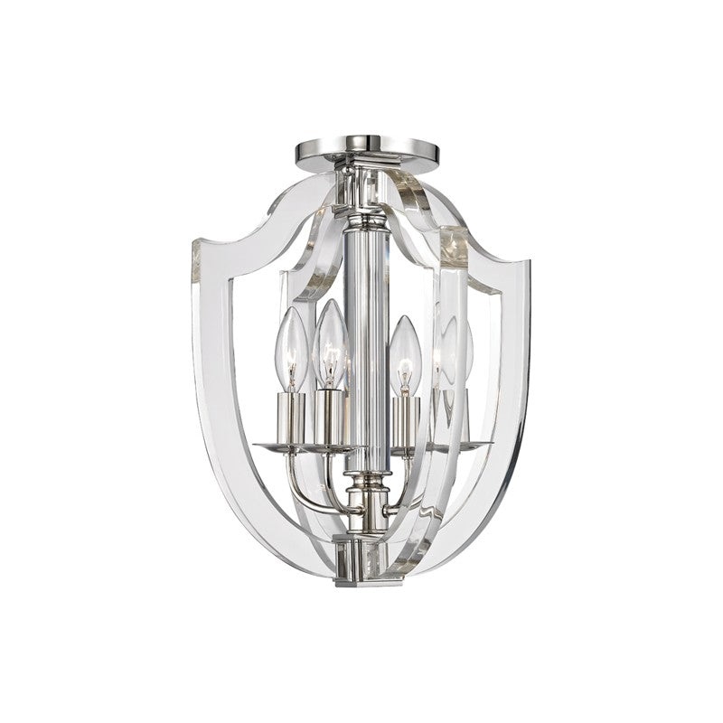 Hudson Valley 6500-PN Arietta Four Light Semi Flush Mount, Polished Nickel