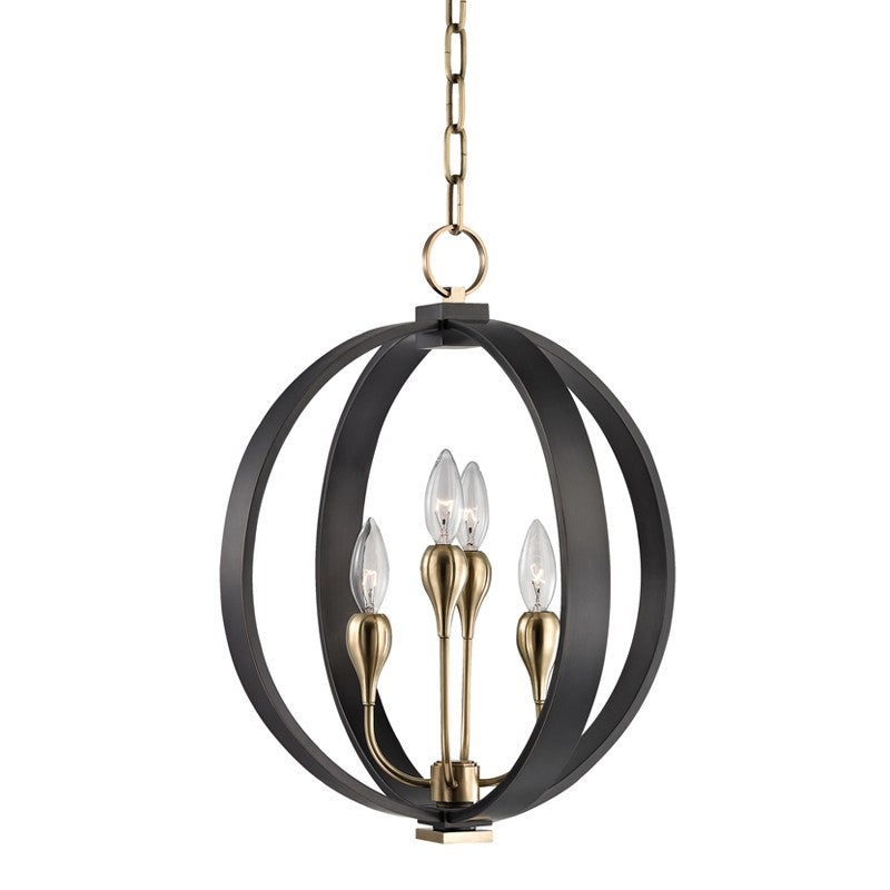 Hudson Valley 6716-AOB Dresden Four Light Chandelier, Aged Old Bronze