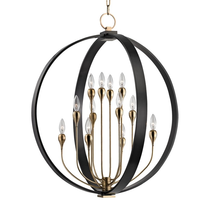 Hudson Valley 6730-AOB Dresden 12 Light Chandelier, Aged Old Bronze