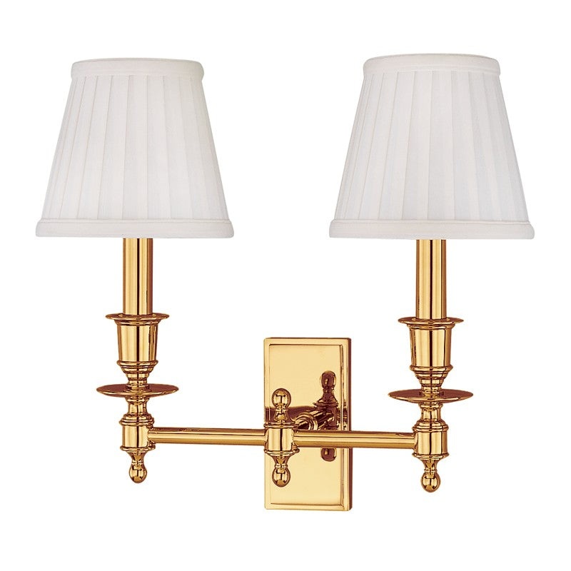 Hudson Valley 6802-PB Ludlow Two Light Wall Sconce, Polished Brass
