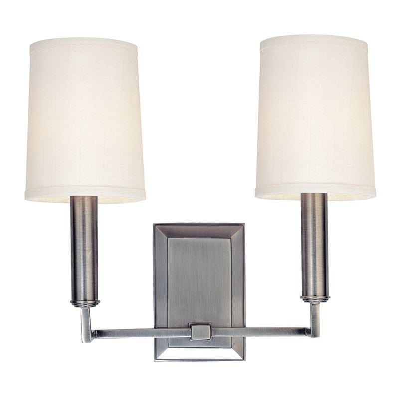 Hudson Valley 812-PN Clinton Two Light Wall Sconce, Polished Nickel