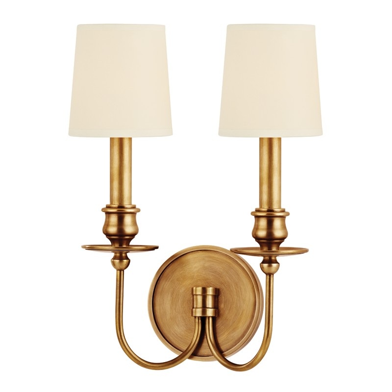 Hudson Valley 8212-AGB Cohasset Two Light Wall Sconce, Aged Brass