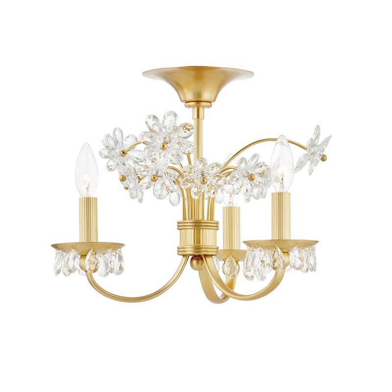 Hudson Valley 4403-AGB Beaumont Three Light Flush Mount, Aged Brass (Discontinued)