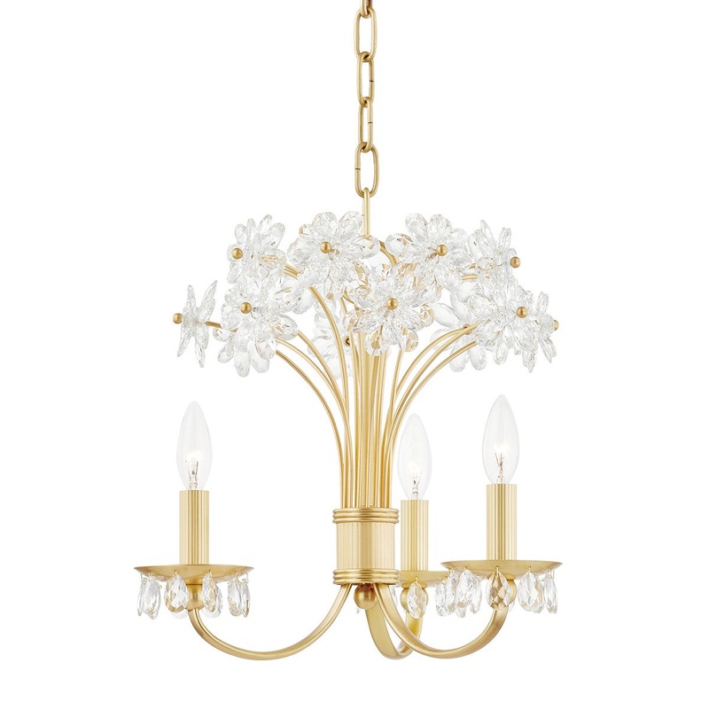 Hudson Valley 4419-AGB Beaumont Three Light Chandelier, Aged Brass (Discontinued)