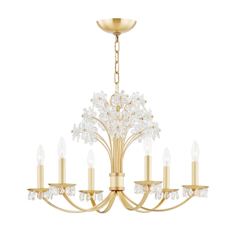 Hudson Valley 4430-AGB Beaumont Six Light Chandelier, Aged Brass