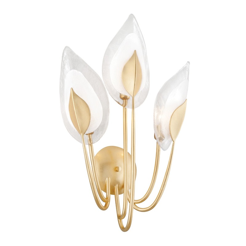Hudson Valley 4803-GL Blossom Three Light Wall Sconce, Gold Leaf