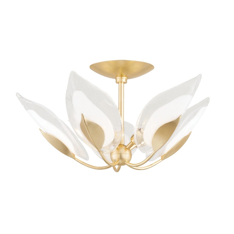 Hudson Valley 4805-GL Blossom Five Light Semi Flush Mount, Gold Leaf