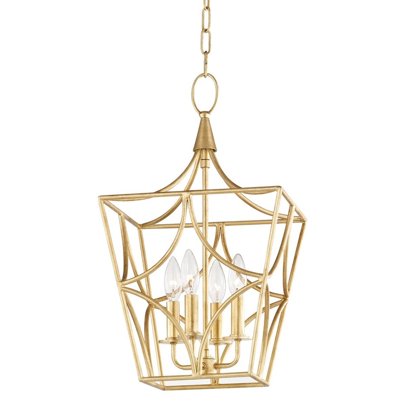 Hudson Valley 4811-GL Green Point Four Light Pendant, Gold Leaf