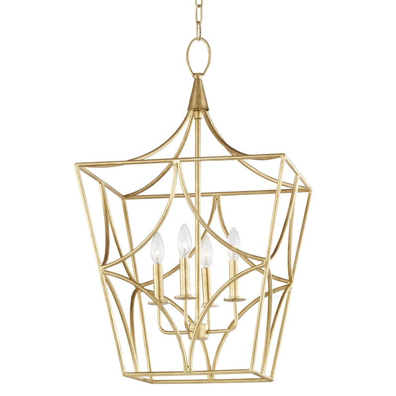 Hudson Valley 4818-GL Green Point Four Light Pendant, Gold Leaf