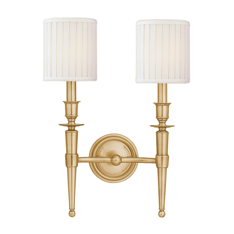 Hudson Valley 4902-AGB Abington Two Light Wall Sconce, Aged Brass (Discontinued)