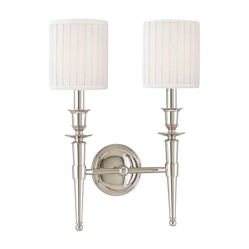Hudson Valley 4902-PN Abington Two Light Wall Sconce, Polished Nickel (Discontinued)